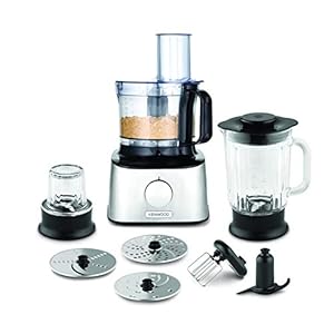Kenwood-Multipro-Compact-Food-Processor-12-Litre-Bowl-12-Litre-Thermo-resist-Glass-Blender-Dough-Hook-Whisk-Reversible-Slicing-and-Grating-Discs-Spice-Mill-800-W-FDM302SS-Silver Kenwood Multipro Compact Food Processor, 1.2L Bowl, 1.2L Thermo-resist Glass Blender, Dough Hook, Whisk, Reversible…