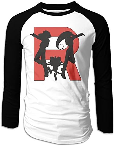 LOVEGIFTTO MEN Mens Team Rocket Pokemon Long Sleeve Comfort Raglan Tee Shirt Medium