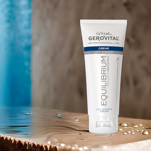 Professional Anti-Aging Facial Cream – 200 ml with Lifting and Regenerating Effect – For Mature or Dry Skin – With Tightenyl, Gatuline Expression and Vitamins A+E, Gerovital H3 Equilibrium