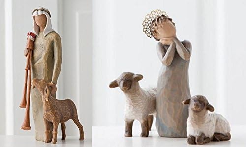Willow Tree Zampognaro Shepherd and Little Shepherdess Nativity Figurine Set