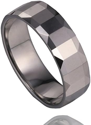 MSK 7mm High Polished Multi-faceted Tungsten Wedding Band Ring Men Women Size 6.5 to 12(12)