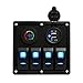 TEQStone Marine Boat Rocker Switch Panel 4 Gang With Double USB Slot LED Light for Car Rv Vehicles Truck(Voltmeter)