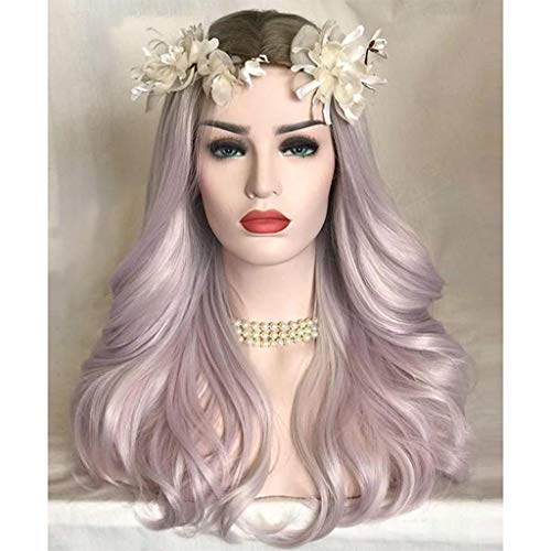 Clearance Sale! Exteren Curly Wig Women Fashion Lady Pink Gradient Long Curls Hair Cosplay Party Wig (Pink)
