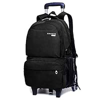 KINDOYO Kids Laptop Rolling Backpack - 6 Wheels, Black, 36x19x51cm