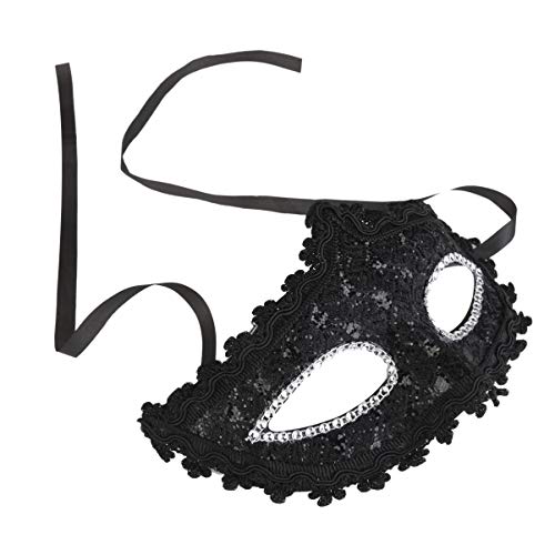 VORCOOL-1Pc-Cristallo-Diamante-Pizzo-Maschera-Maschera-Mascherata-Maschera-Stile-Veneziano-per-Festa-in-Maschera-di-Halloween-Nero