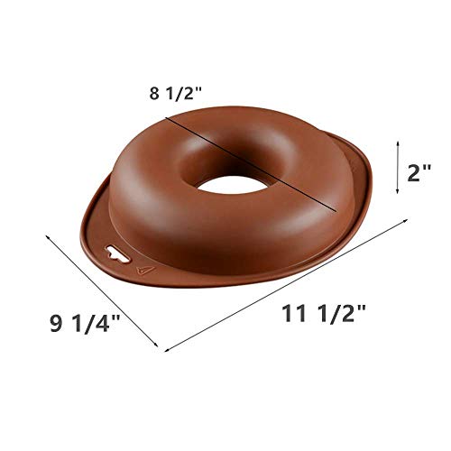 Brown Ring Mold Cake Pans 8-1/2 inch Diam,Round Silicone Donut Mould Non-Stick,Chocolate Mousse Mould,DIY Decorative Baking Tray,Baking Tools Cake Decorating Plate