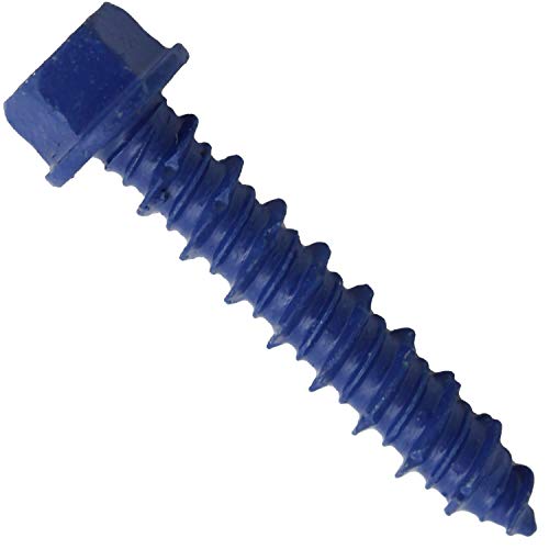 Blue Concrete Anchor Screws 1/4" x 11/4" Carbon Steel Hardened