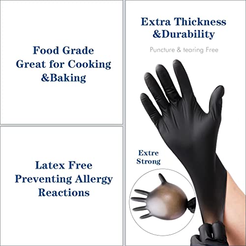YKANG Nitrile Gloves,Black Disposable Gloves Latex Free 100 PCS,Cooking