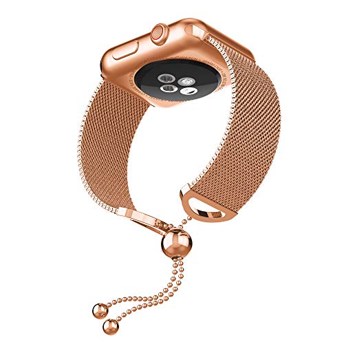Buyeverything for Apple Watch 40mm Bands - Milanese Stainless Steel Bracelets Replacement Band Adjustbable Metal Wristband Straps Accessories for Apple Watch Series 4 40mm Women Men (Rose Gold)