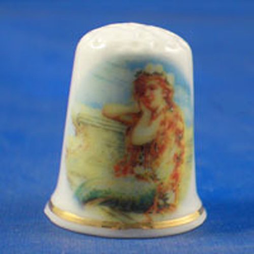 Porcelain China Collectable Thimble - Mermaid Free Gift Box