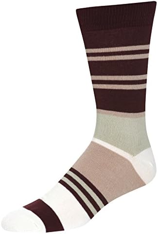Stith Men's Random Stripe Printed Dress Socks Natural Combo One Size