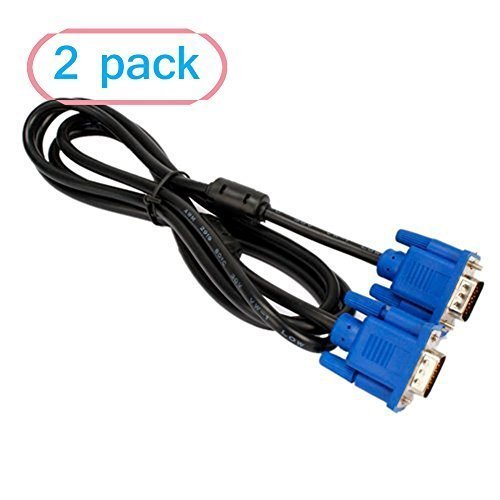 DTOL VGA Male to VGA Male Cable VGA Standard 15pin cable Monitor cable about 5 Feet Support VGA SVGA XGA SXGA UXGA 2 Pack