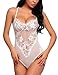 Avidlove Women One Piece Lingerie Mesh Fishnet Teddy Sexy Lace Bodysuit White Small