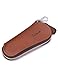 Contacts Mens Genuine Leather Car Key Holder Zipper Case Wallet Keychain Brown