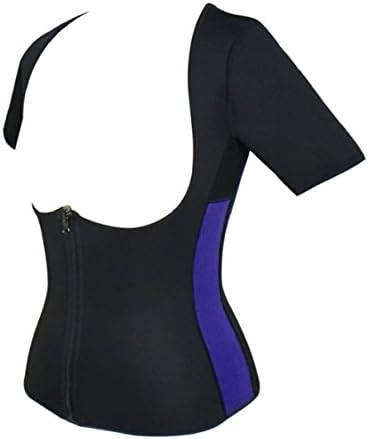 YANGJIA Women Fat Burning Sweat Bodysuit Short Sleeve Neoprene Sauna Suit with Front Zipper