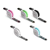 5Pack 3Ft 1Meter 2in1 Retractable Android iOS Lightning to USB Charging Cord Tangle-free Charger Cable for iPhone 6s 6sPlus 6 6Plus 5 5s iPad iPod Samsung HTC Nexus Nokia Sony