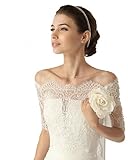 SIQINZHENG Off-Shoulder Half Sleeves White Lace Bolero Wedding Jackets Bridal Wraps (10)