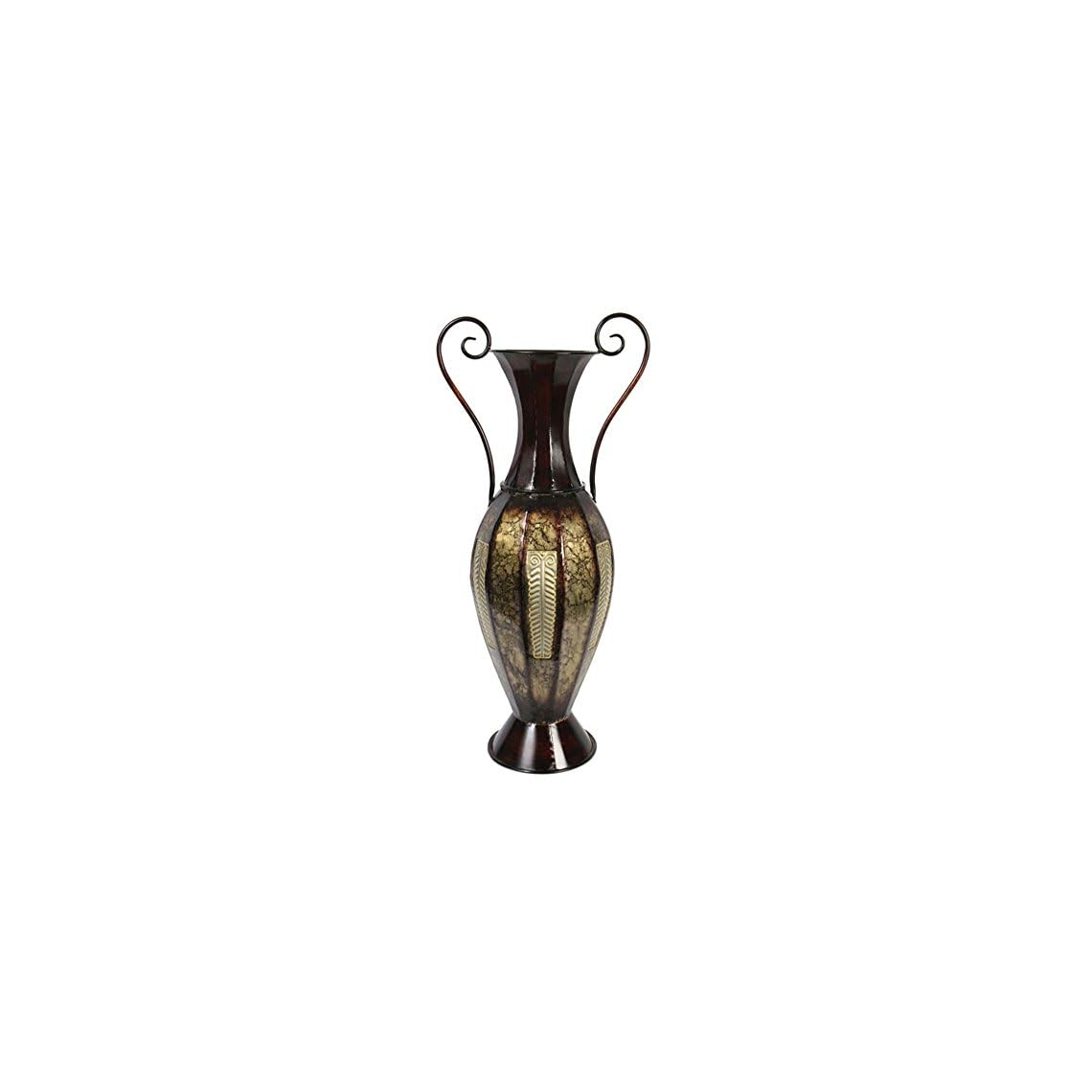 Hosley 26 Inch High Tall 2 Tone Metal Vase with Handles. Ideal Gift for