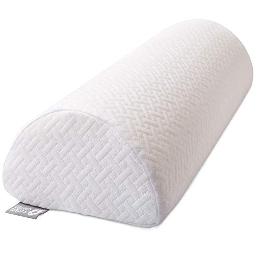 Half Moon Bolster Semi-Roll Pillow - Ankle and Knee Support - Leg Elevation - Back, Lumbar, Neck Pain Relief - Pad for Side and Stomach Sleepers - Premium Quality Memory Foam - Breathable Cover