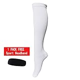 Compression Socks For Men&Women(1Pair) with one sport headband, Best Fit For Running, Nurses, Cycling, Flight Travel & Maternity Pregnancy. Reduce Soreness, Improves Circulation And Recovery.