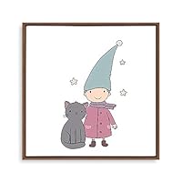 Framed Canvas Wall Art Cartoon Pattern Canvas Prints Home Artwork Decoration for Children's Room,Bedroom - 16x16 inches