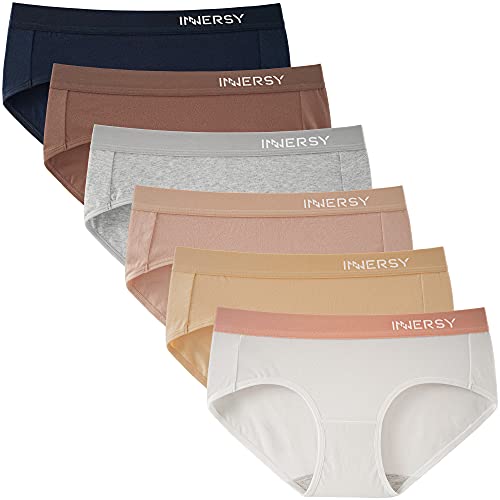 Innersy Unterhosen Damen Baumwolle Weich Sport Slip Mehrpack Frauen Hipster Unterwäsche 6Er Pack (M, Basic Mehrfarbig)