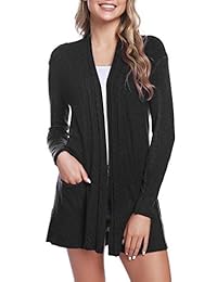 iClosam Women Casual Knitted Long Sleeve Knit Open Front Cardigan Sweater with Pockets