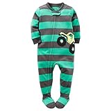 Carters Baby Boys 1-Piece Fleece PJs Monster Truck Stripe Turquoise