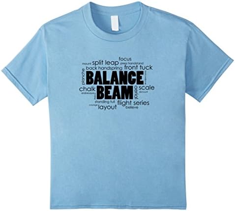 Kids Balance Beam Gymnastics Word Cloud T-Shirt 8 Baby Blue