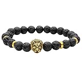 Top Plaza Healing Power Lava Rock Bead Elastic Beaded Bracelet, Unisex, 8MM