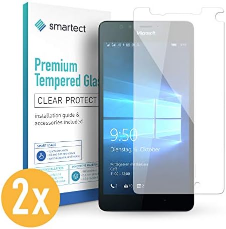 smartect 2x Glass Screen Protector for Microsoft Lumia 950 0.3mm Ultra-Thin Shield Protector | Premium Tempered Glass 9H Hardness with Anti Fingerprint Coating