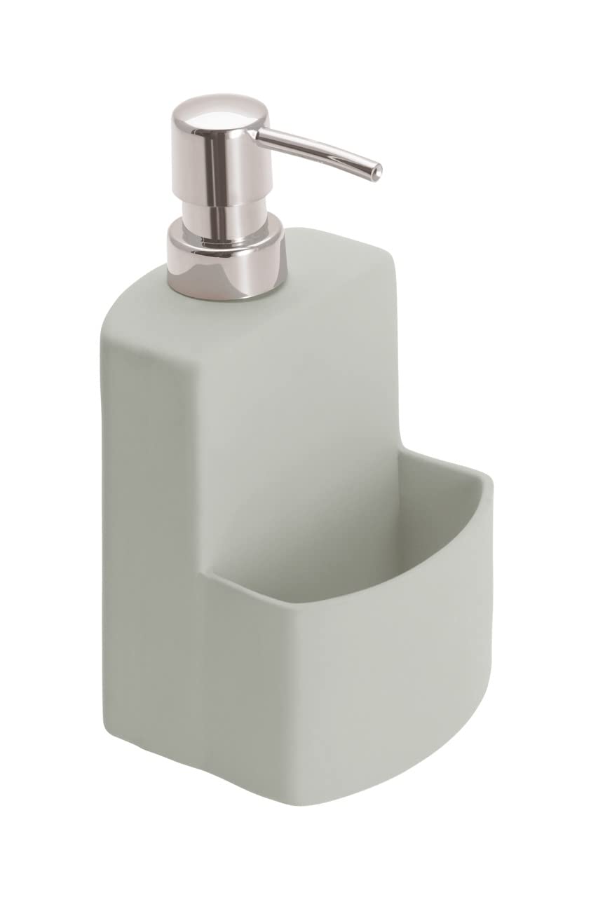 WENKO Dispensador de Gel con reposa cepillos Festival gris, Grey, 3.9 x 7 x 3.9