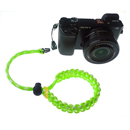 FoRapid Braided 550 Paracord Adjustable Camera Wrist Strap/Bracelet Quick Release Connector Fits All Camera Lugs for Mirrorless Compact System DSLR Cameras, Binoculars - Green/White