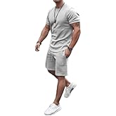 congluoki Men's Shirt and Shorts Set 2 Piece Outfits Fashion Summer Tracksuits Casual Sportwear Set