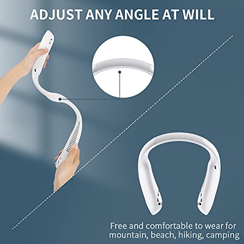 VOLADOR Portable Neck Fan, Hands Free Bladeless Hanging Sport Fan, 9600mAh USB Rechargeable Battery Wearable Personal Fan, 3-Speed Portable Quiet Neck Fan for Sports, Office and Outdoor