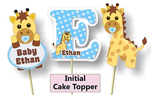 Amazon Com Personalized Blue Giraffe Baby Shower Centerpieces For
