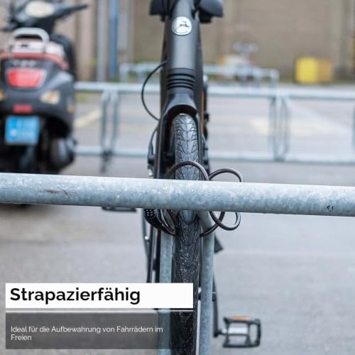 Cycling Zahlenschloss QuickCode Fahrradschloss für Rennrad MTB und Urban Cycling 4-Stellig Code Kombination Kabelschloss aus Gehärtetem Stahl 8mmx, Schwarz