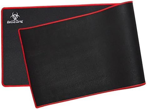 BioZone Extra Large XXL Extended Gaming Mouse Pad, Stitched Edges, Waterproof, Super Smooth, Non-Slip Backing - 3mm thick- 36"x11" - Red