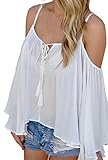 Nulibenna Women's Off Shoulder Spaghetti Straps Long Sleeve Blouse Crop Tops