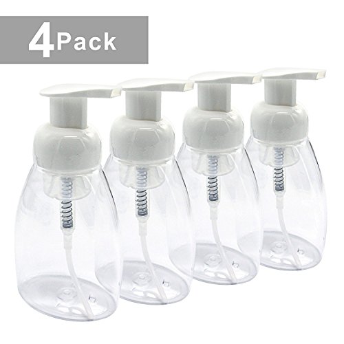 Premium Vials Foaming Soap Dispensers, 4 pack Pump Bottle- BPA Free- Liquid Containers, Refillable Foamer (250 ml)