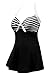 YaYa Bay Swimsuit, Womens Vintage Sailor Straps Halter Pin Up Swimsuit One Piece Cover Up Bathing Suit 2X Large Size Black