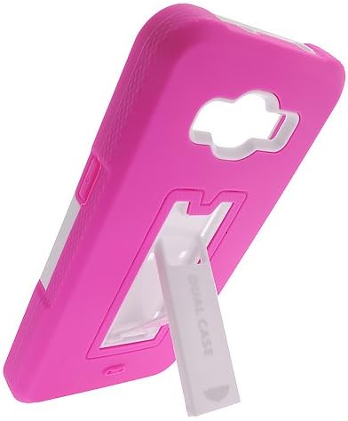 2Layer Armor Case Cover with 2Way Stand For Samsung Galaxy Grand Prime Phone [For Model No: SM-G530, G530H, G530F, G530M, G530T, G5308W, G530P, G531, G531Y, G531F] (Pink on White)
