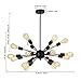 Electro bp; Vintage Metal Sputnik Large Chandelier Edison Light Fixture Industrial Starburst Lighting with 18-Lights Black Paint Finished