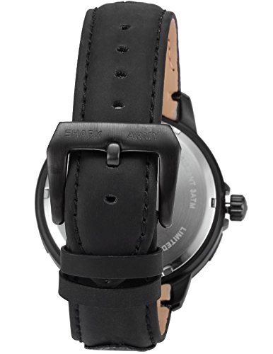 SHARK ARMY Reloj Hombre de Cuarzo, Correa de Cuero Negro, con Calentario SAW157 - Imagen 5