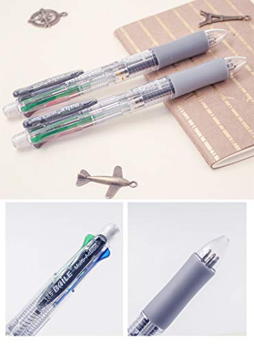 Ipienlee 4 + 1 Multifunctional Pens 4 Color 0.7 mm Ballpoint Multi Pen and 0.5 mm Mechanical Pencil in One Pen, Pack of 6 (4+1)