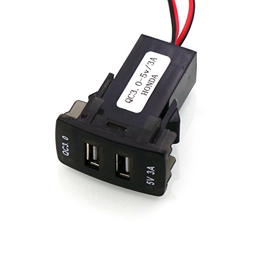 QC3.0+5V 3A Dual USB Power Socket, Quick Charge Car Charger USB Adapter for Smart Phone PDA iPad iPhone Android GPS Use for Honda - Thumbnail 4