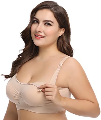 LYSHION 2-Pack Nursing Bra - Full Bust Seamless Nursing Maternity Breastfeeding Bras with High Elasticity and Width Adjustable