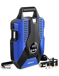 Bomba de compresor de aire portátil Akface 12V DC, inflador de llantas auto neumático digital con iluminación de emergencia y cable largo para automóvil   Bicicleta   Motocicleta   Baloncesto y otros