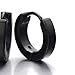 Pair of Black Huggie Hinged Hoop Earrings Unisex Men Women