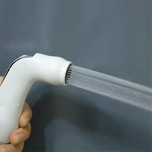 Toilet Handheld Bidet Sprayer Head Replacement Part Shattaf Cloth Diaper Spray ABS Material, White & Polished Chrome
